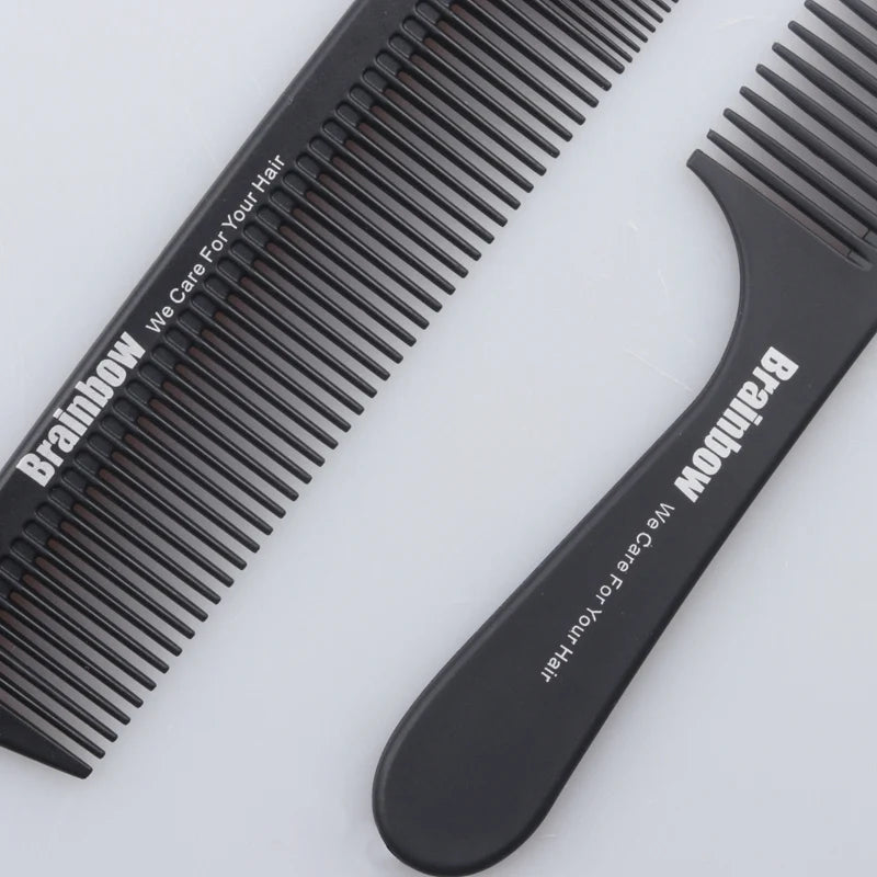 Brainbow 2pc Hair Comb Anti-static Carbon Hair Brush Professional Pro Salon Hair Styling Tools Hairdressing Barbers Handle Brush