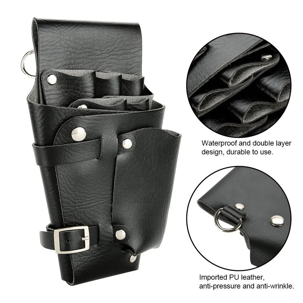 Salon Stylist Hairdressing Tool Belt Bag, Professional Hairdressing Tool Bag, Barber Scissors Comb Holster Belt PU Leather Bag