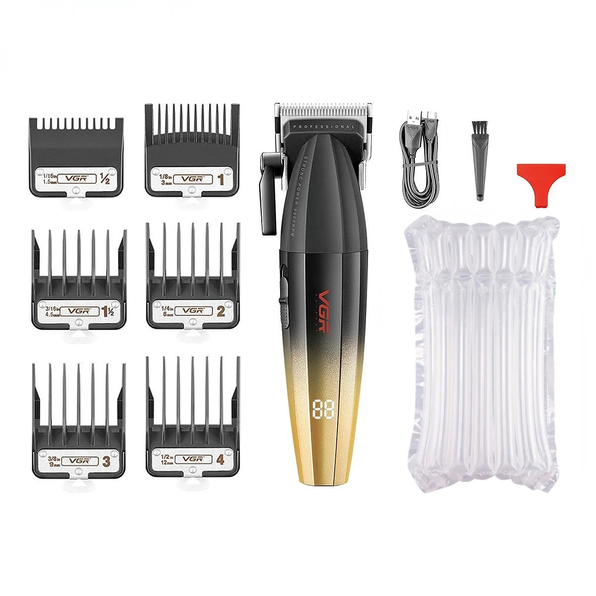 VGR Hair Clipper Professional Hair Trimmer 9000 RPM Barber Hair Cutting Machine Digital Display Haircut Clipper for Men V-003