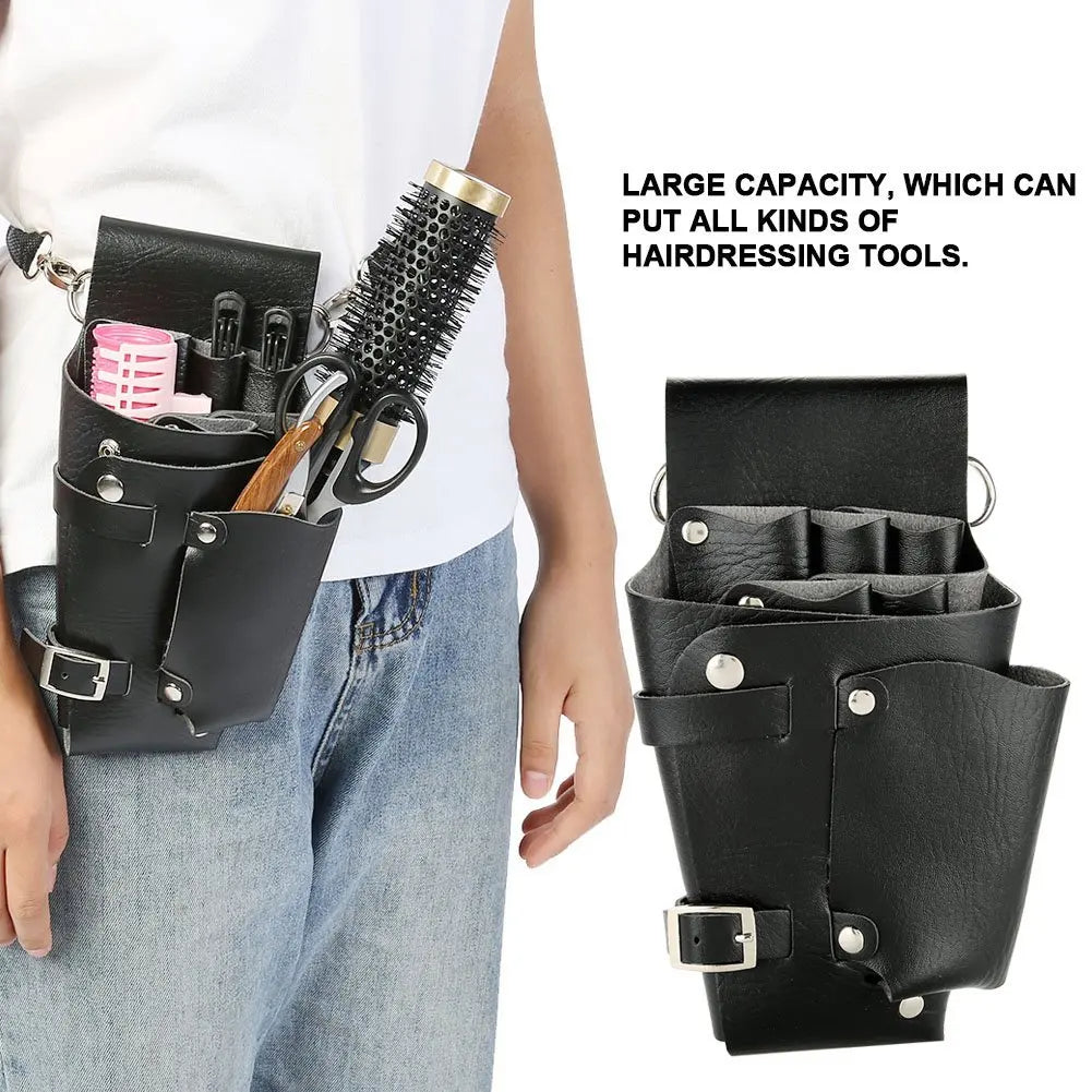 Salon Stylist Hairdressing Tool Belt Bag, Professional Hairdressing Tool Bag, Barber Scissors Comb Holster Belt PU Leather Bag