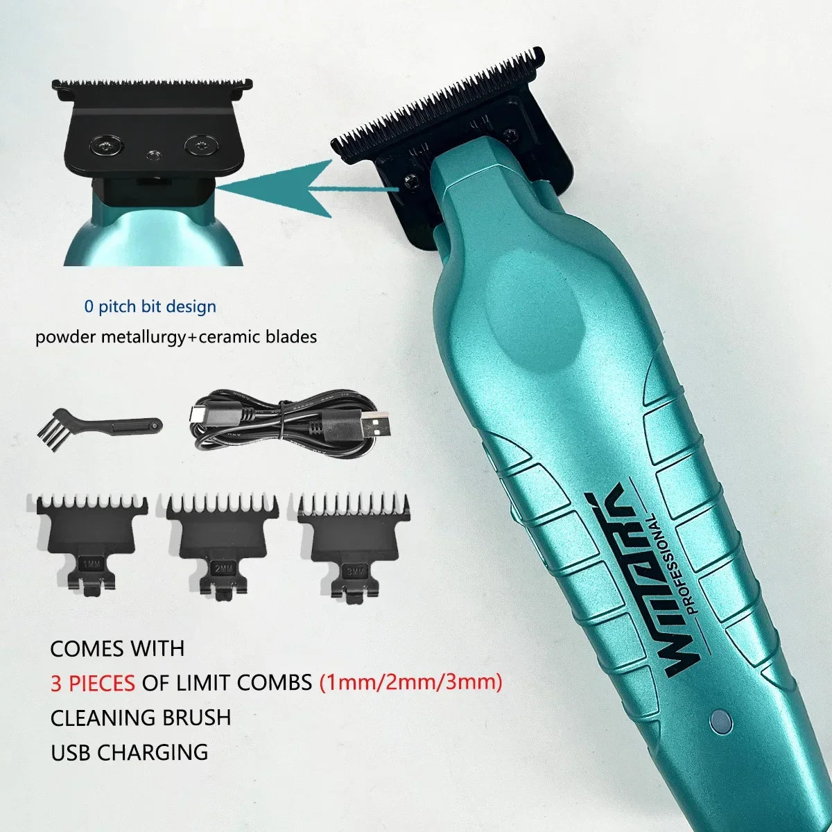 Recortadora Profesional Inalámbrica WMARK NG317 para Barbero: Ideal para Contornos y Esculpido