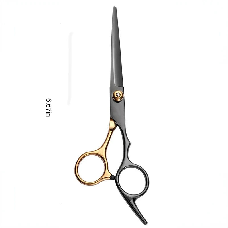 6 Inches Black-gold Barber Scissors Household Scissors Flat Shears Fine-toothed Shears Barber Accessories