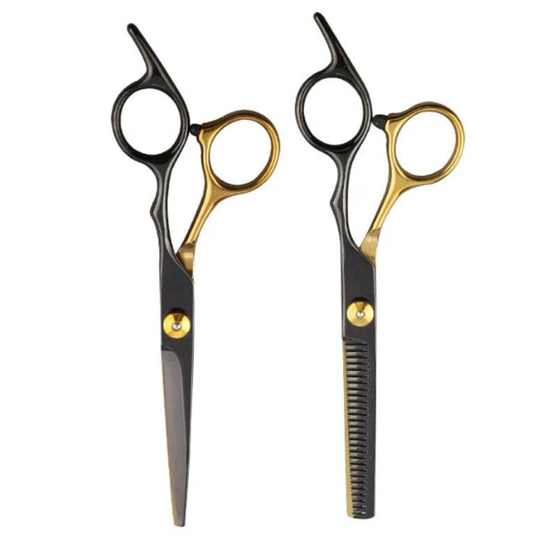 6 Inches Black-gold Barber Scissors Household Scissors Flat Shears Fine-toothed Shears Barber Accessories