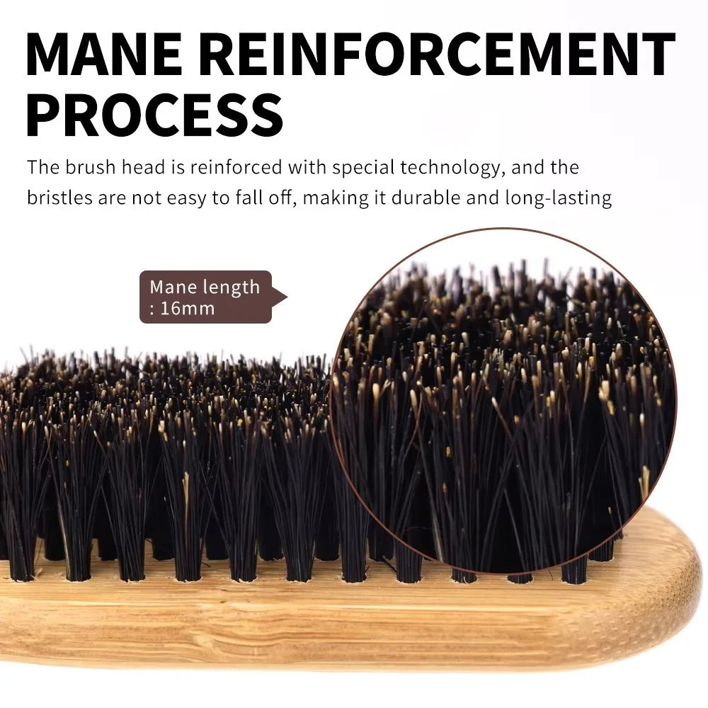 1pcs Men Beard Hair Styling Brush Bamboo Boar Bristles Brush Suitable for Salon Home Multifunctional Cleaning Brush Barber Tool