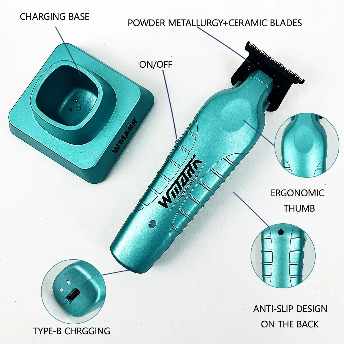 Recortadora Profesional Inalámbrica WMARK NG317 para Barbero: Ideal para Contornos y Esculpido