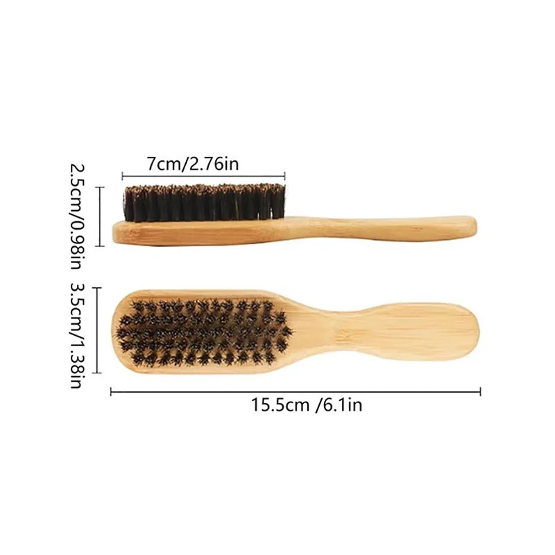 1pcs Men Beard Hair Styling Brush Bamboo Boar Bristles Brush Suitable for Salon Home Multifunctional Cleaning Brush Barber Tool