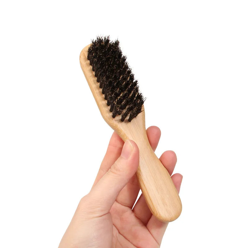 1pcs Men Beard Hair Styling Brush Bamboo Boar Bristles Brush Suitable for Salon Home Multifunctional Cleaning Brush Barber Tool