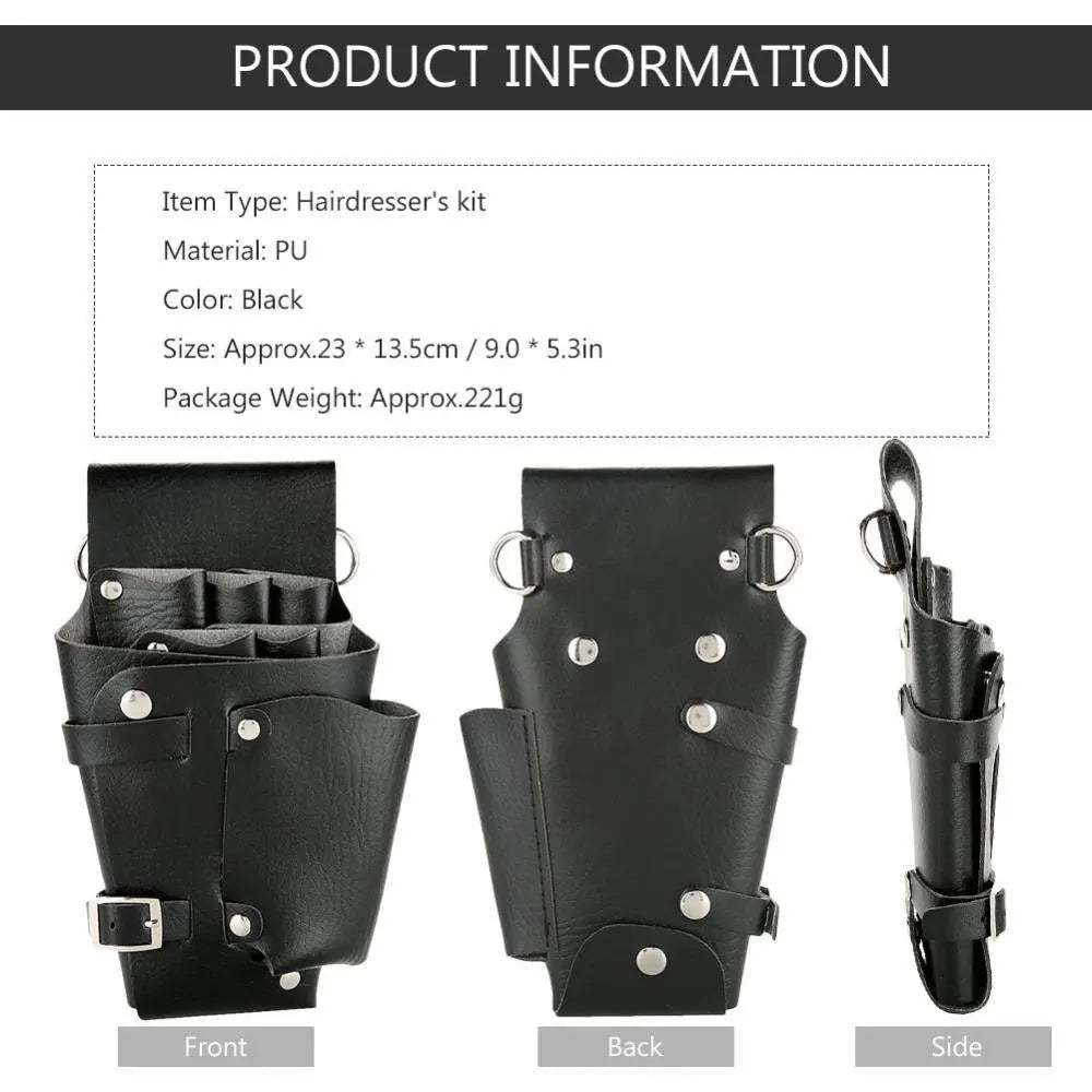 Salon Stylist Hairdressing Tool Belt Bag, Professional Hairdressing Tool Bag, Barber Scissors Comb Holster Belt PU Leather Bag