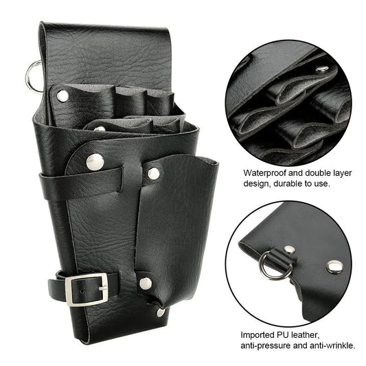 Salon Stylist Hairdressing Tool Belt Bag, Professional Hairdressing Tool Bag, Barber Scissors Comb Holster Belt PU Leather Bag