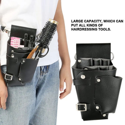 Salon Stylist Hairdressing Tool Belt Bag, Professional Hairdressing Tool Bag, Barber Scissors Comb Holster Belt PU Leather Bag