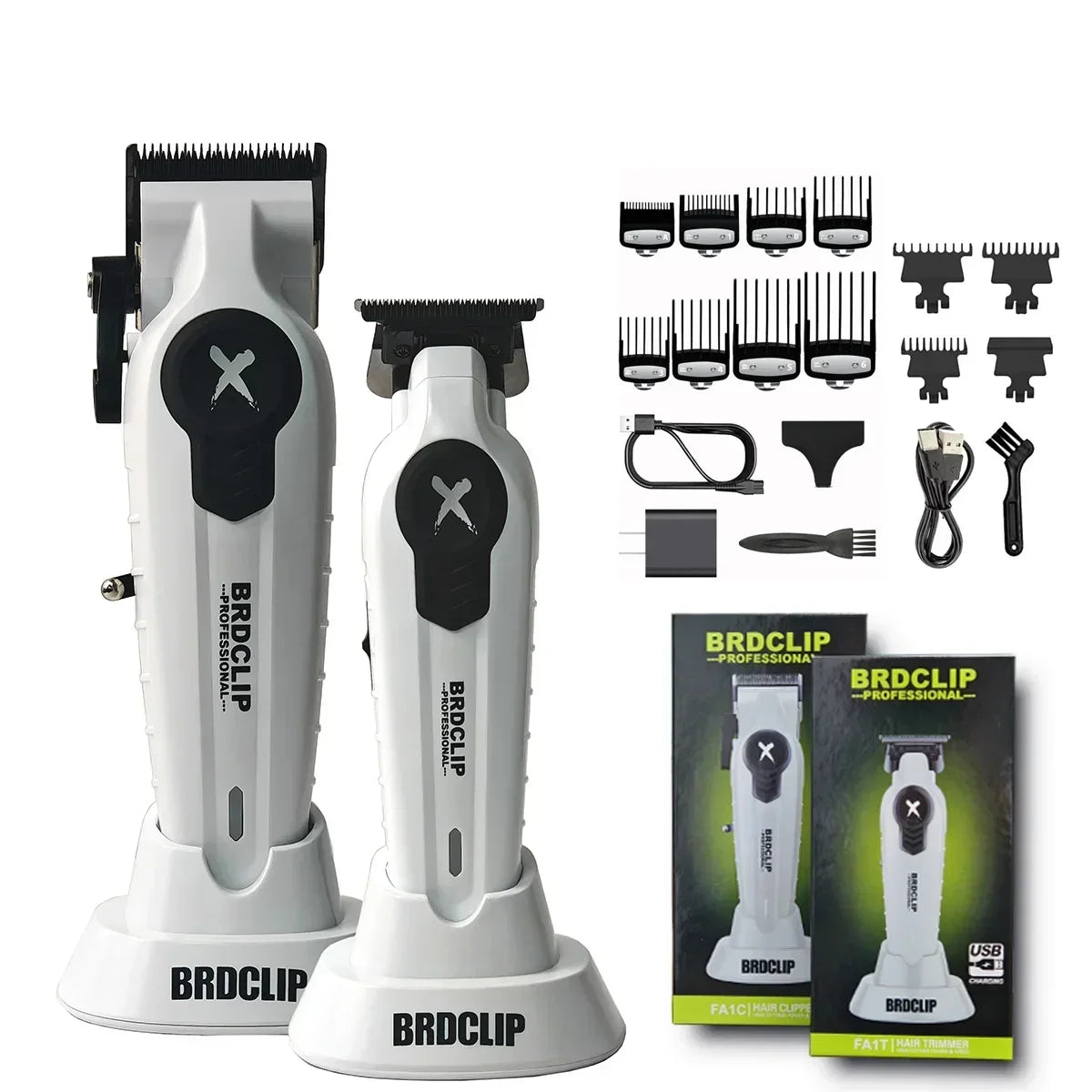 Set Profesional BRDCLIP FA1C/FA1T: Cortapelos y Recortadora con Base