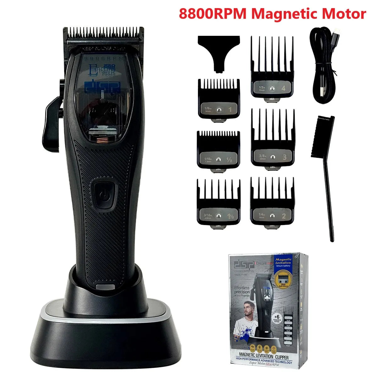 BRDCLIP 91688 Professional Men's Hair Clipper 8800RPM Magnetic Vector Motor High Power Hair Cutting Machine Barber Trimmer