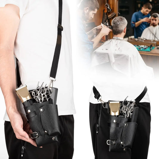 Salon Stylist Hairdressing Tool Belt Bag, Professional Hairdressing Tool Bag, Barber Scissors Comb Holster Belt PU Leather Bag